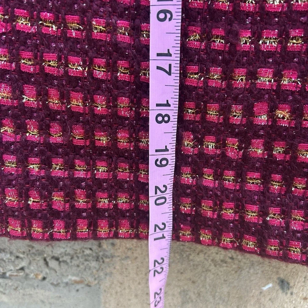Tory Burch Skirt Womens 8‎ Burgundy Tweed Boucle Pencil Lined Style 31273939